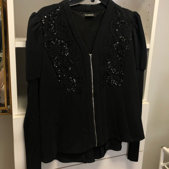 bebe Black Sequin Blazer - Picture 1 of 5